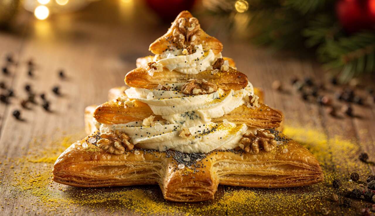 Recette de sapin feuilleté au fromage bleu pour Noël