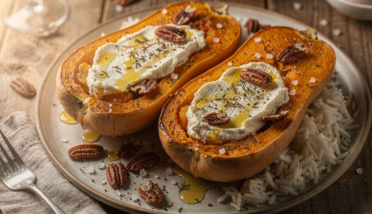 Courge Butternut Farcie au Chèvre : recette Gourmande