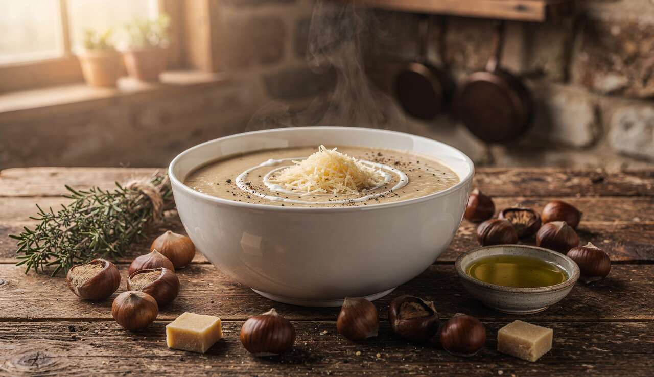 Velouté de châtaignes au fromage : recette onctueuse et savoureuse