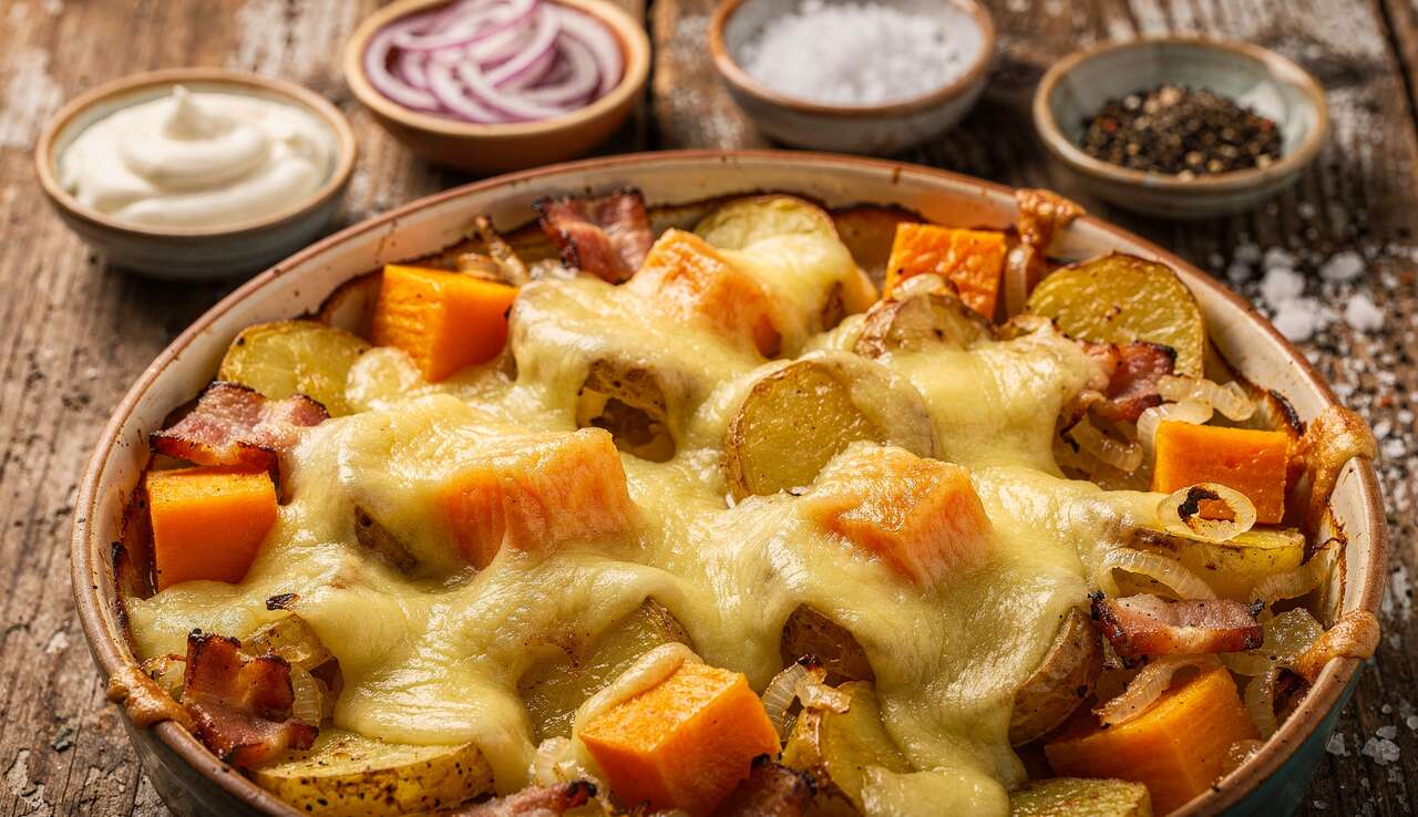 Tartiflette au potiron et fromage à raclette : recette gourmande