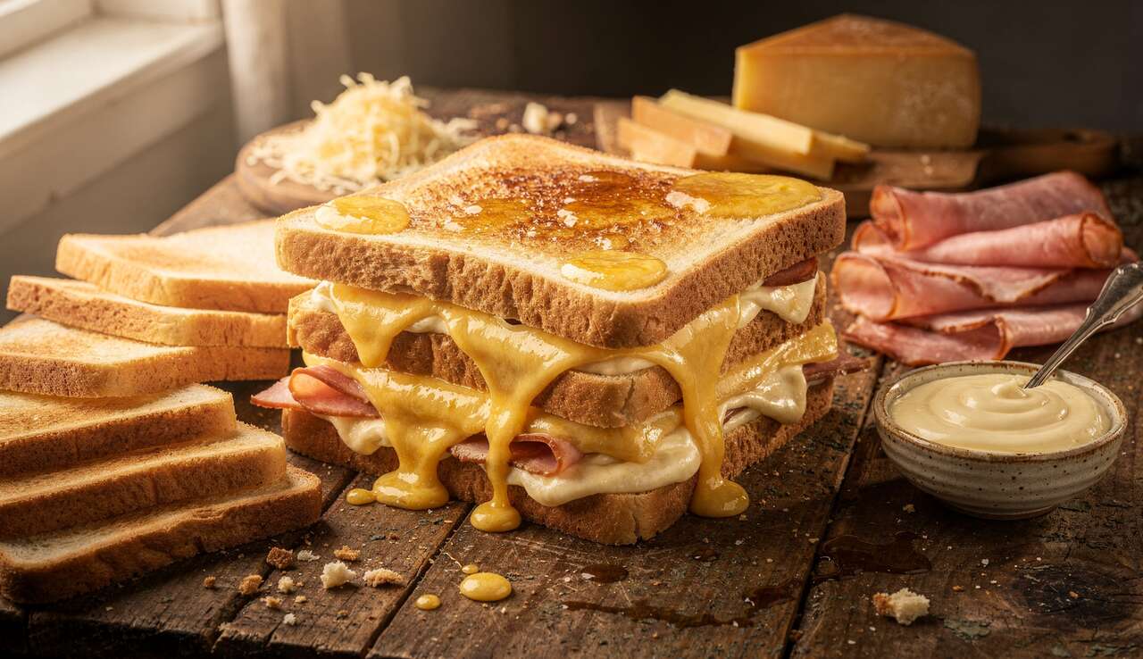 Croque-Monsieur Géant au Fromage à Raclette : recette Gourmande