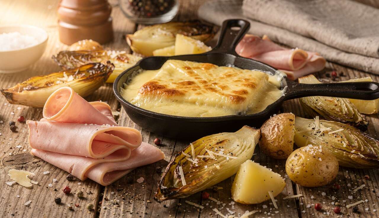 Raclette ch'ti : jambon, endive et Maroilles