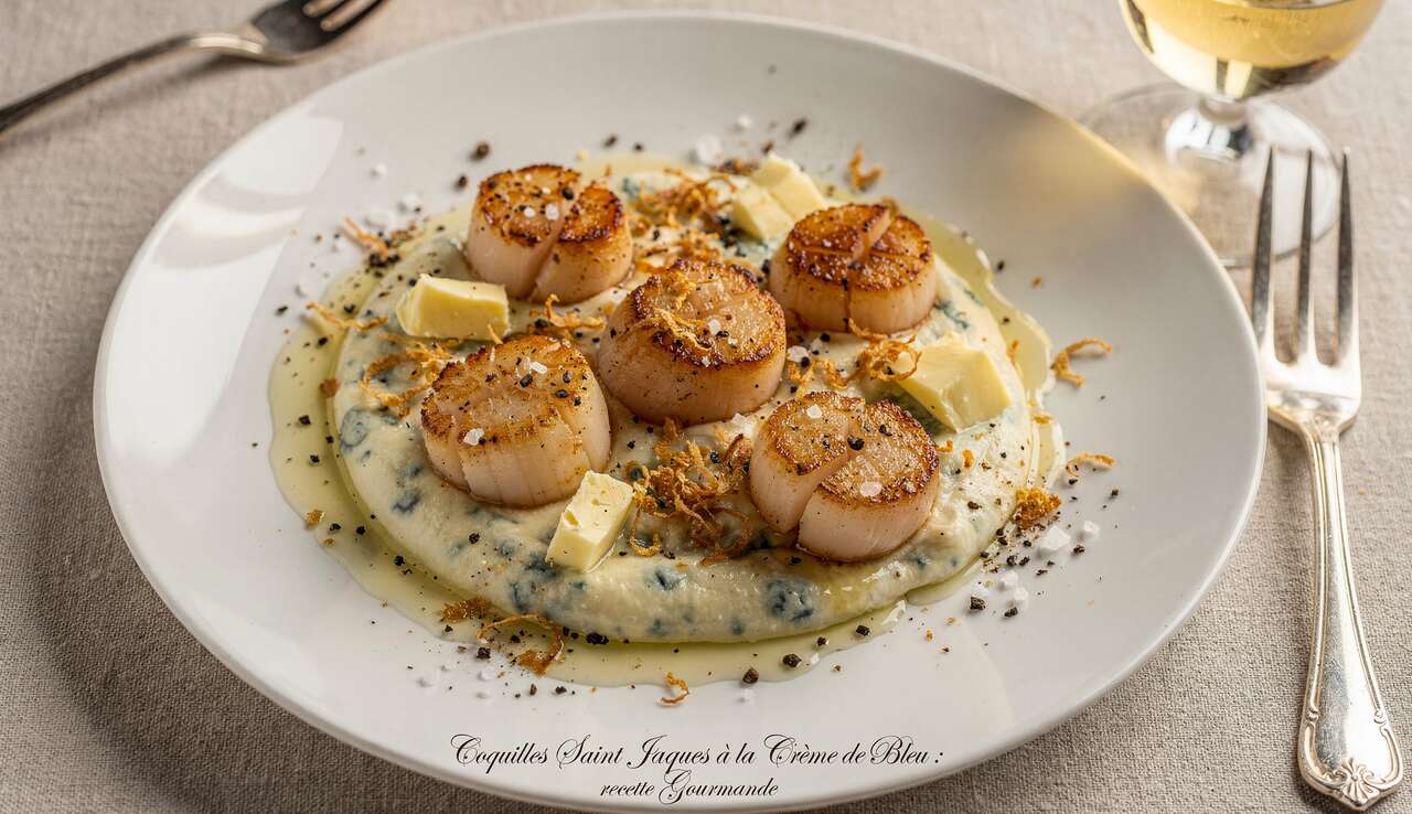 Coquilles Saint-Jacques à la Crème de Bleu : recette Gourmande