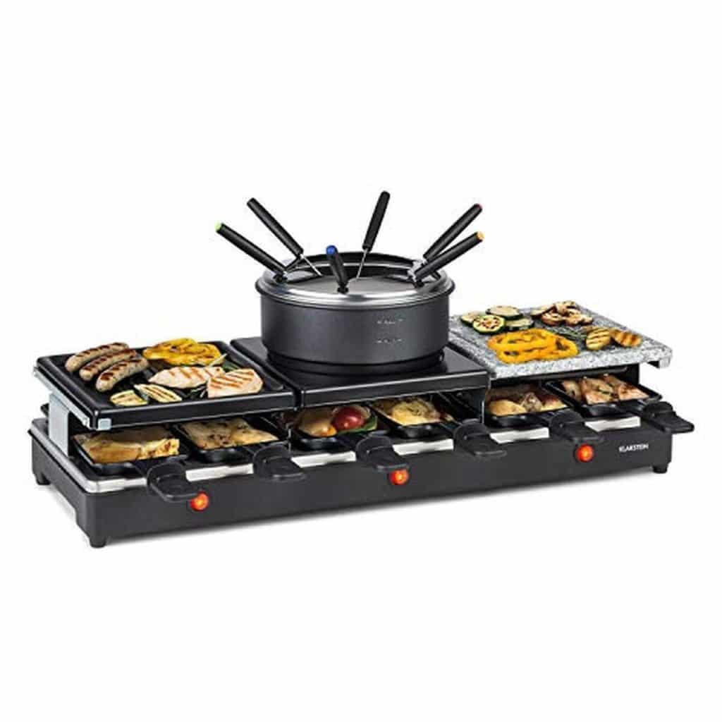 Test du gril 3 en 1 Klarstein Fonduelette XL : leur raclette et fondue 1650W