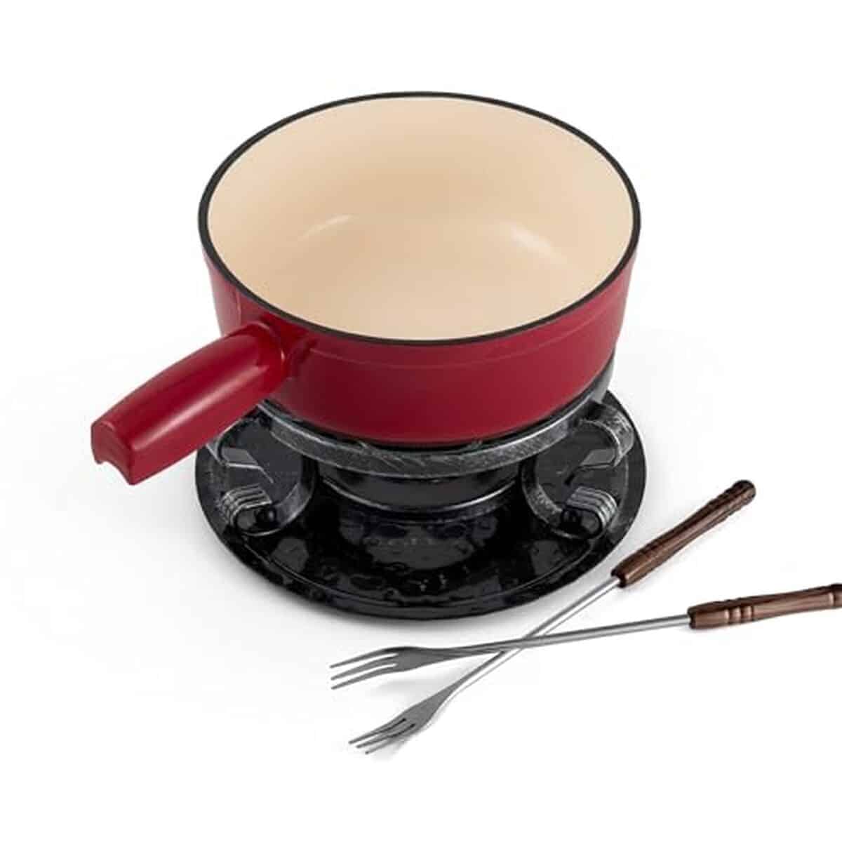 Test : service à fondue Swissmar Lugano, rouge cerise