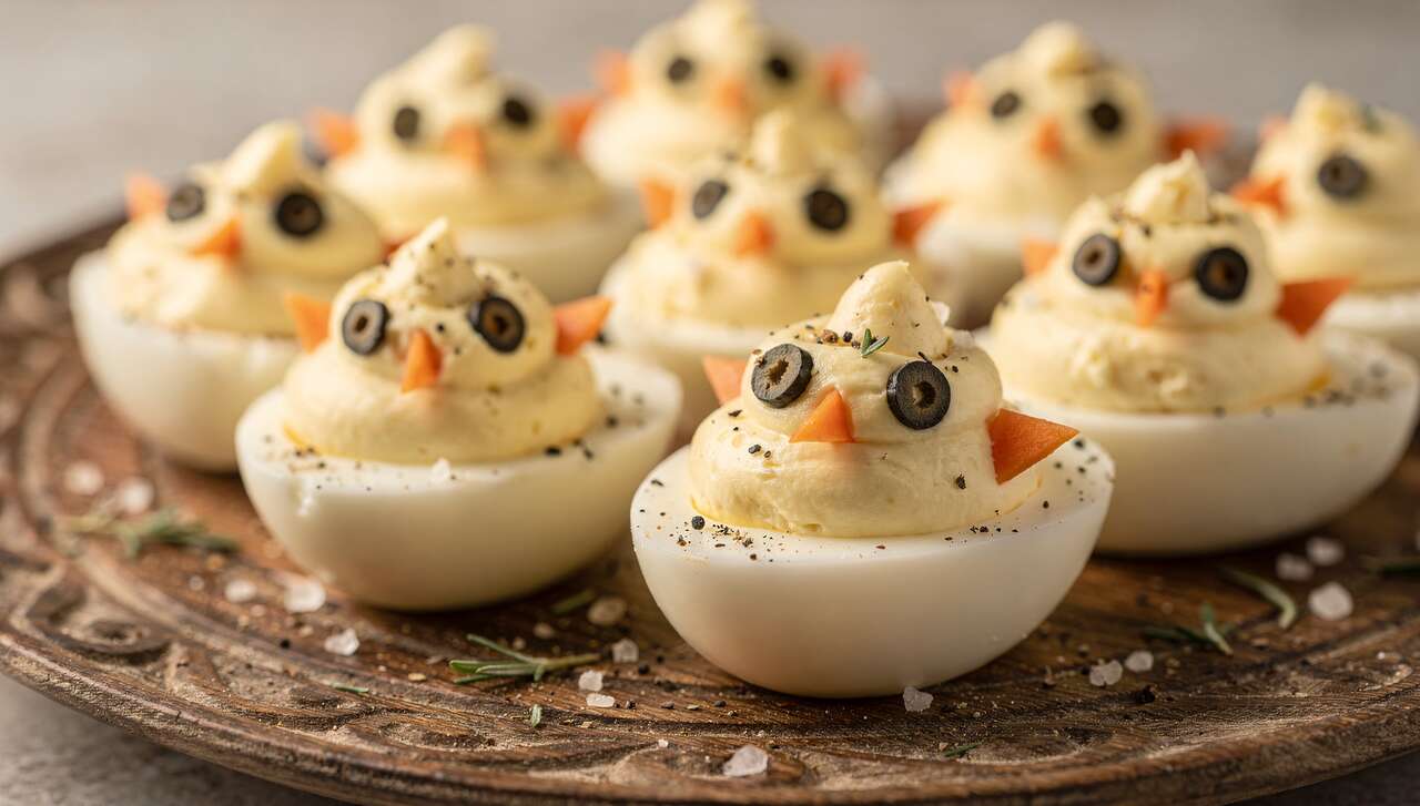 Poussins de Pâques : œufs mimosa au fromage frais