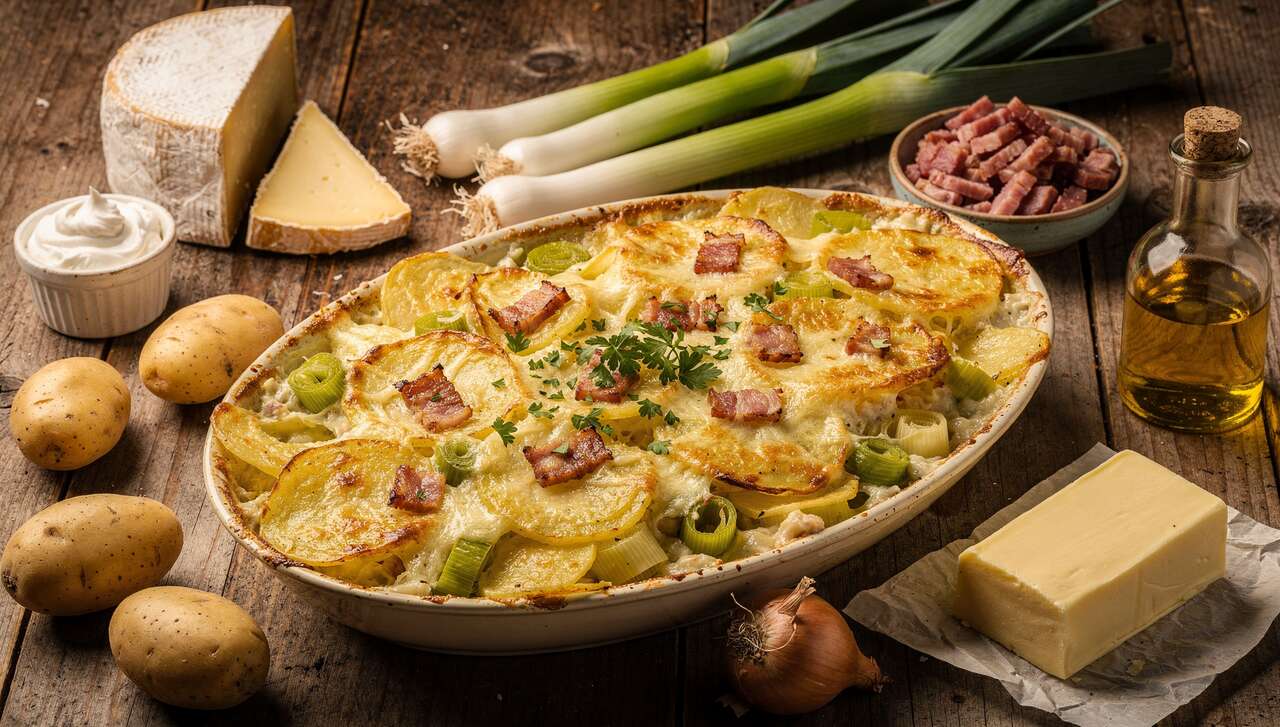 Tartiflette aux poireaux : recette maison facile et gourmande