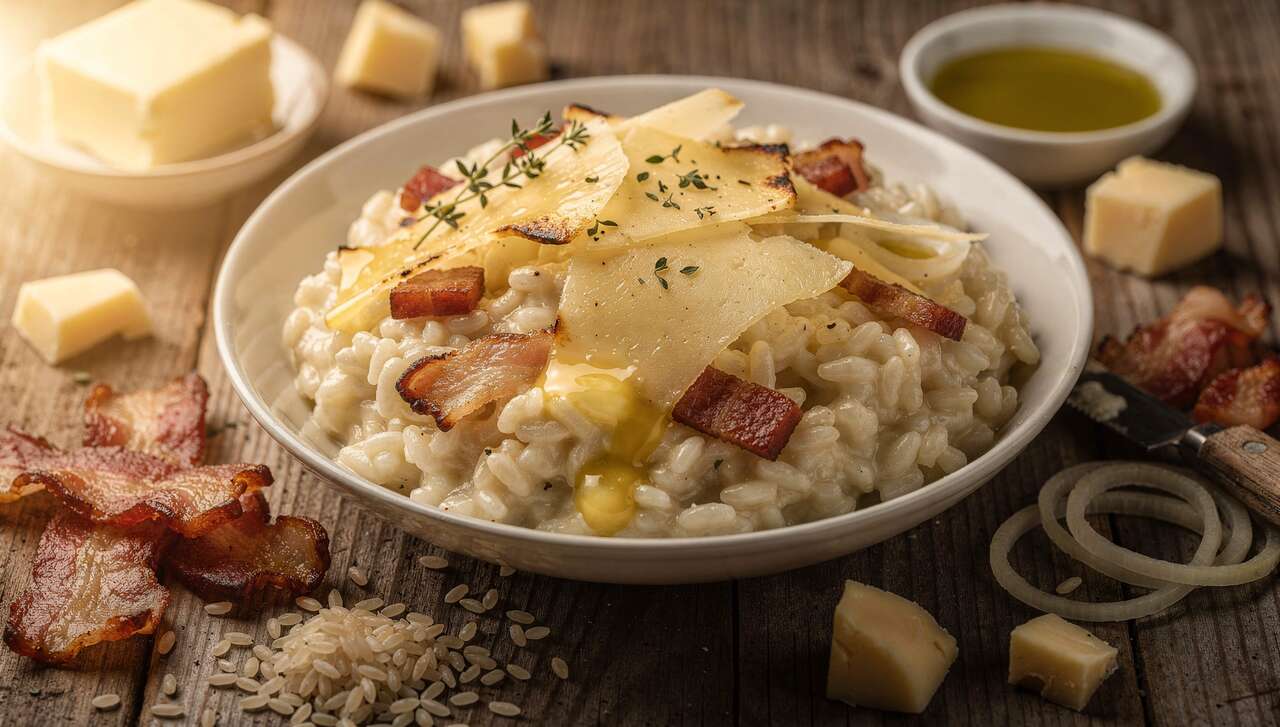 Recette de Risotto aux Lardons, oignons et Fromage à Raclette