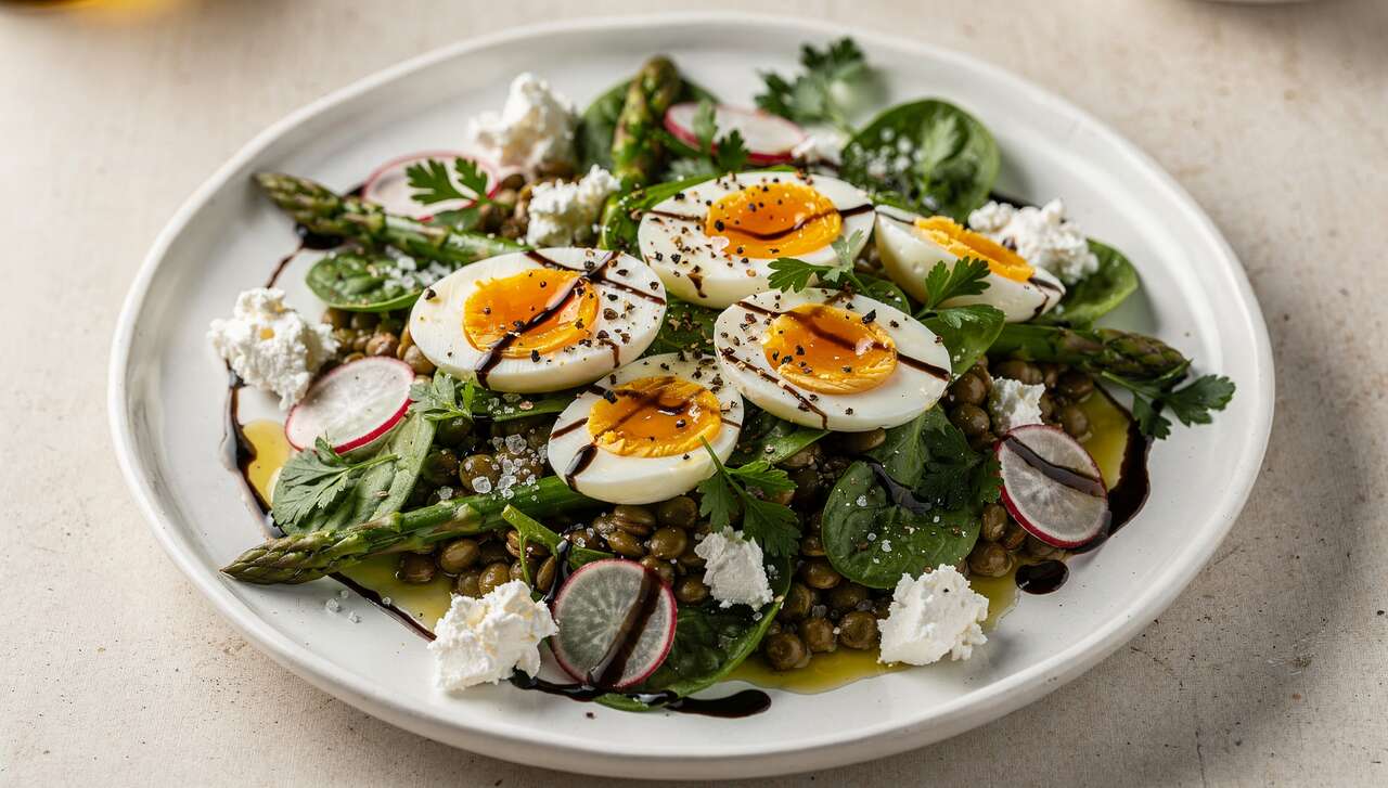 Salade de Printemps : œuf Mollet et Fromage Frais