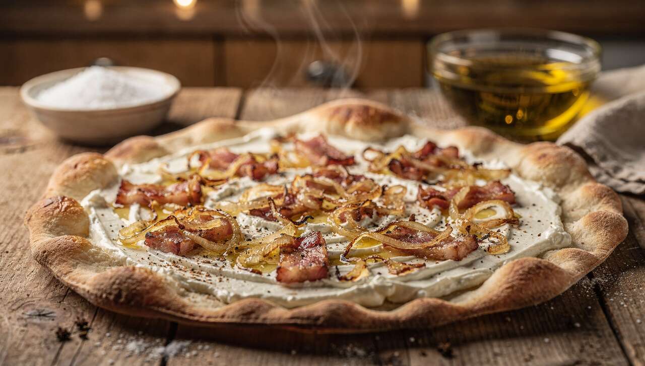 Tarte flambée au fromage frais : recette facile et rapide