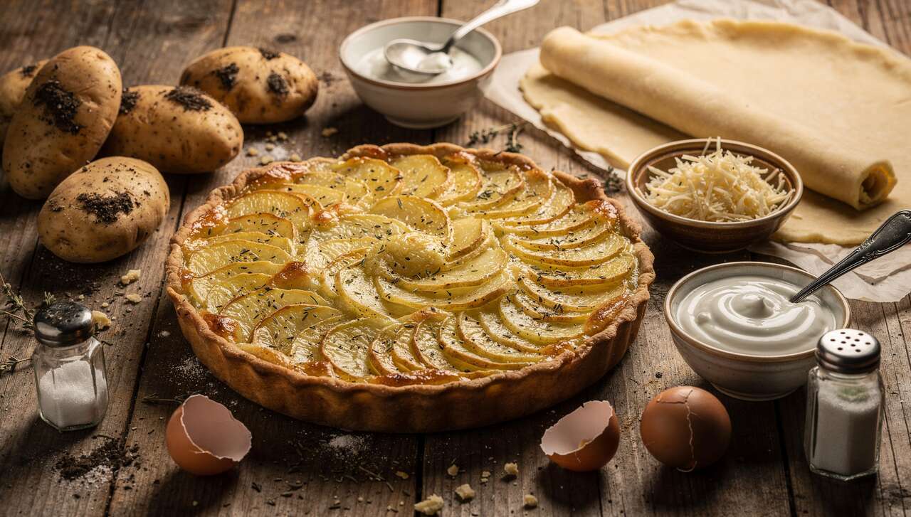 Recette de tarte aux pommes de terre et fromage
