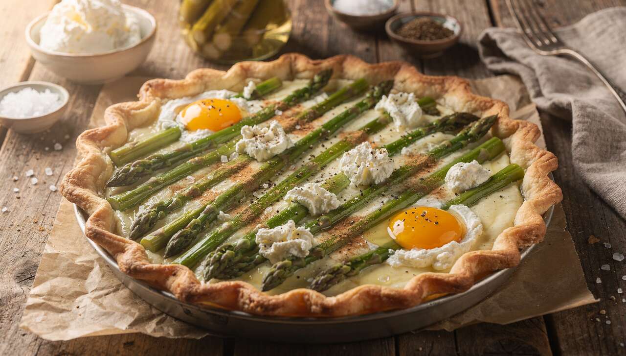 Tarte aux asperges et chèvre frais : recette gourmande