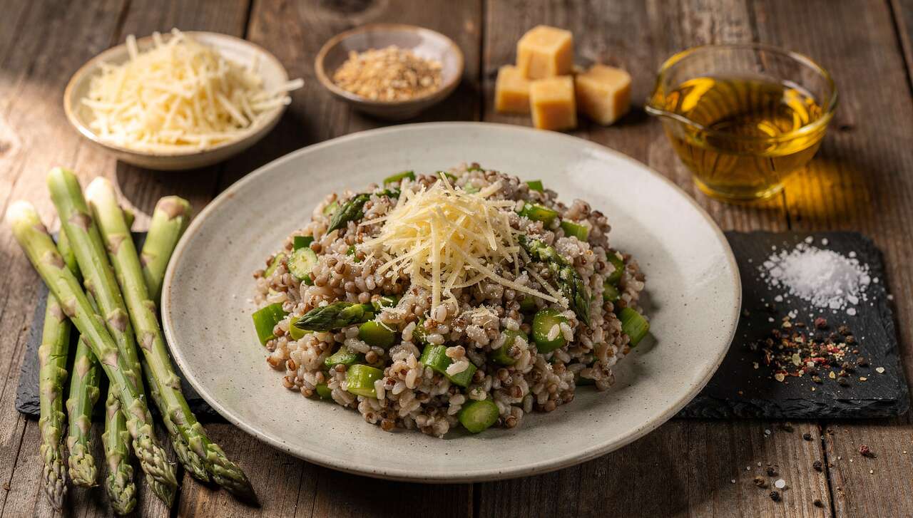 Risotto de sarrasin aux asperges et Gouda : la recette gourmande