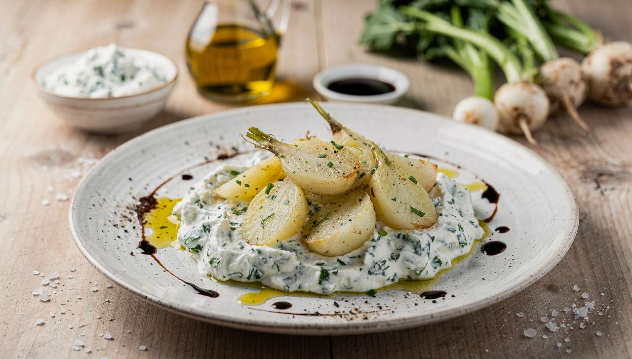 Recette de navets nouveaux à la crème de fromage frais aux herbes