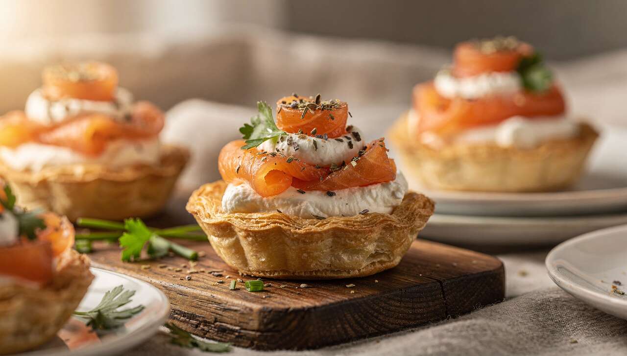 Tartelettes au chèvre, saumon et herbes fraîches : recette gourmande