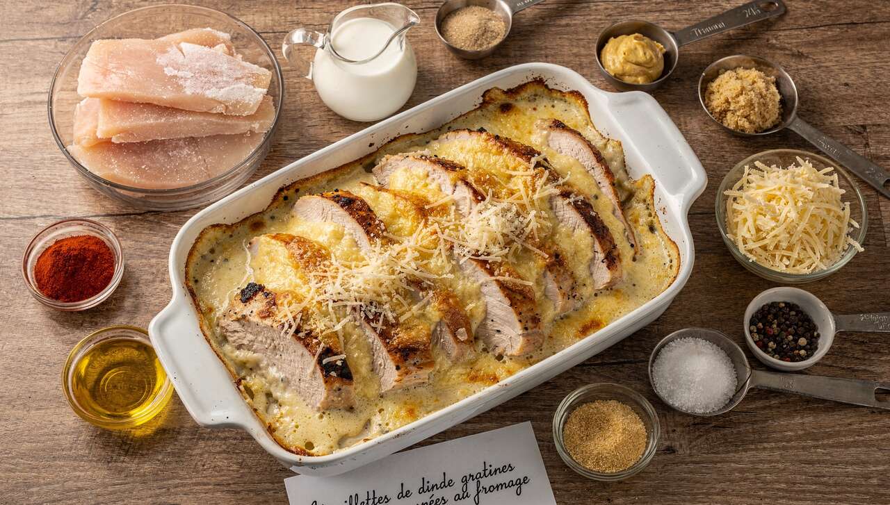Aiguillettes de dinde gratinées au fromage : recette savoureuse