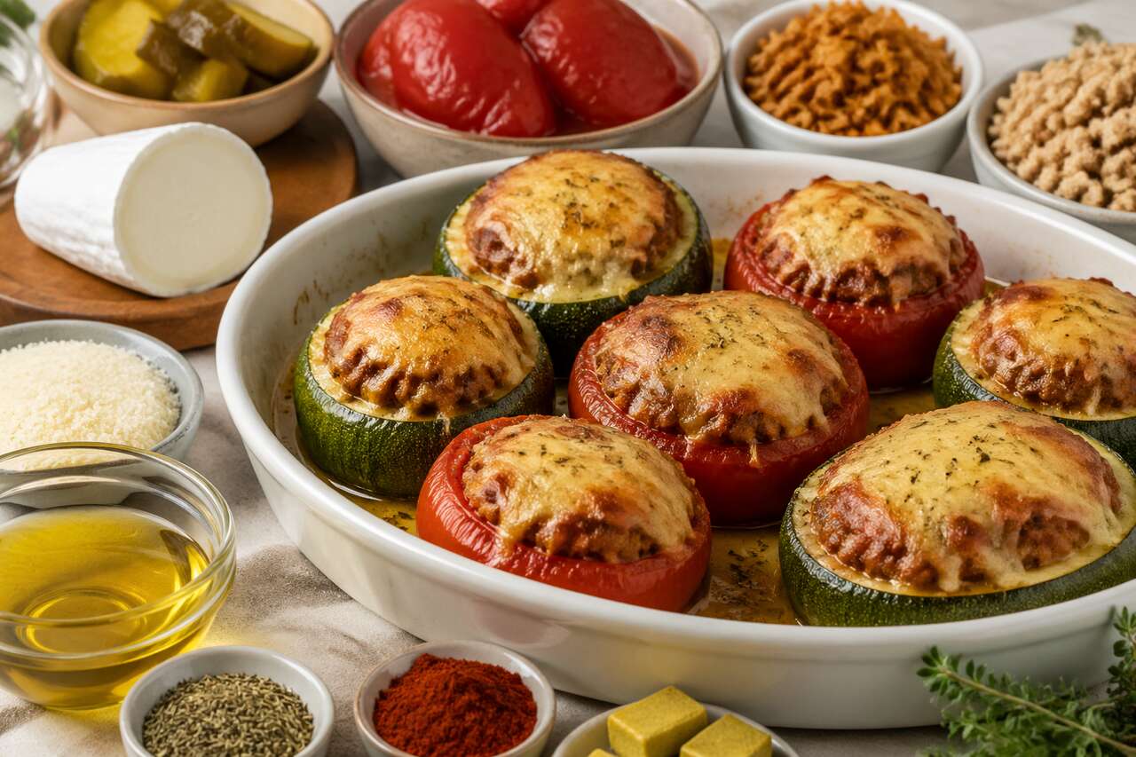 Petits farcis gratinés au fromage de chèvre : découvrez la recette !