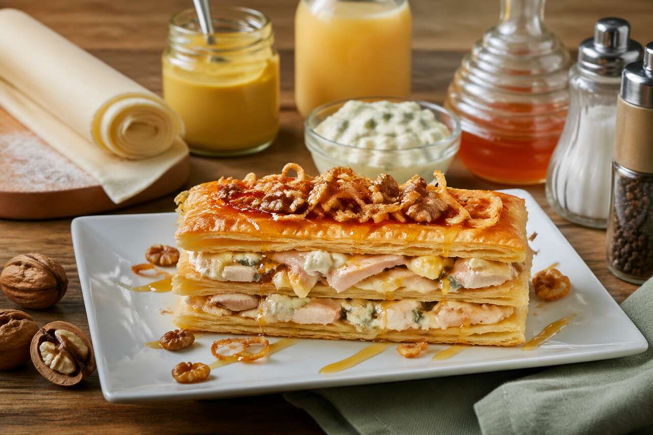 Millefeuille au poulet et au bleu : une recette savoureuse