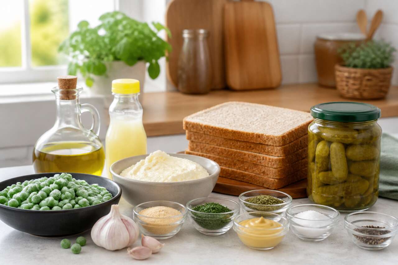 Sandwichs à la crème de petits pois et fromage frais : recette savoureuse