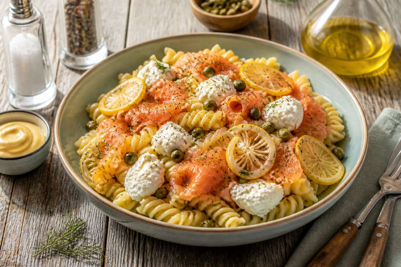 Salade de pâtes au saumon et fromage frais : recette savoureuse