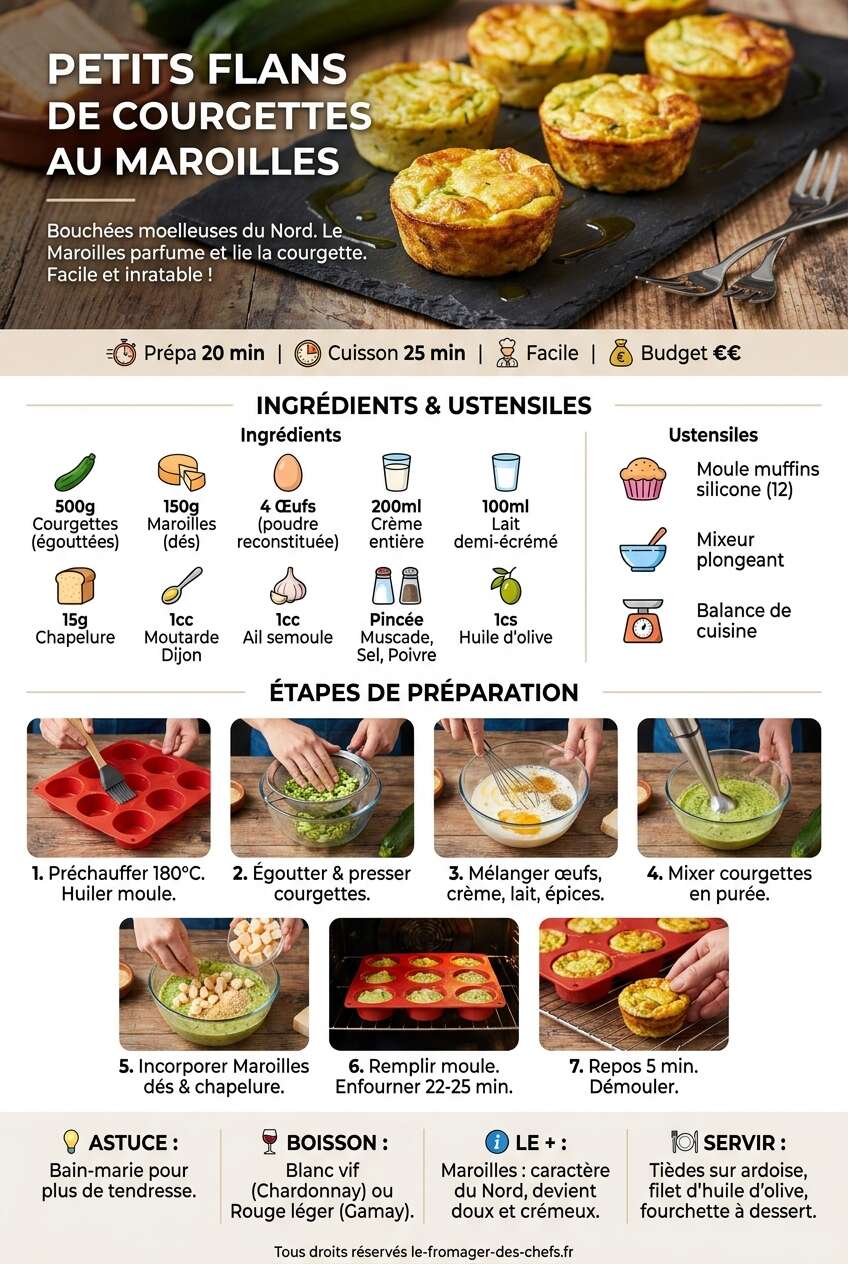 Fiche recette Recette : petits flans de courgettes au Maroilles