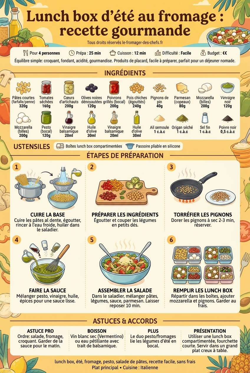 Fiche recette Lunch box d'été au fromage : recette gourmande Fiche recette Lunch box d'été au fromage : recette gourmande