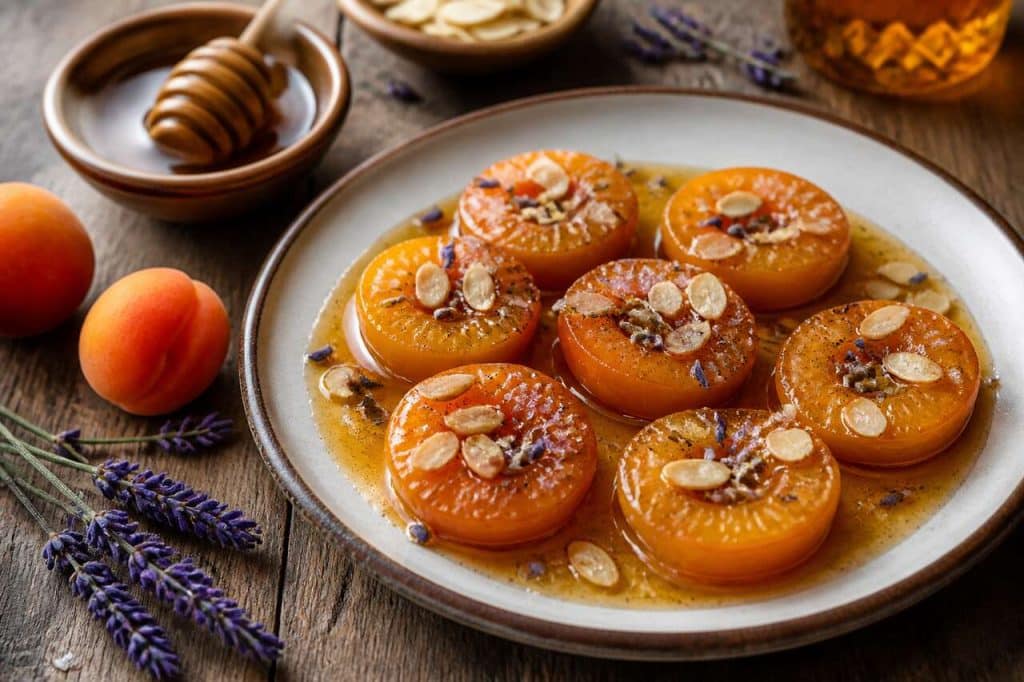 Abricots rôtis au miel et lavande : recette gourmande