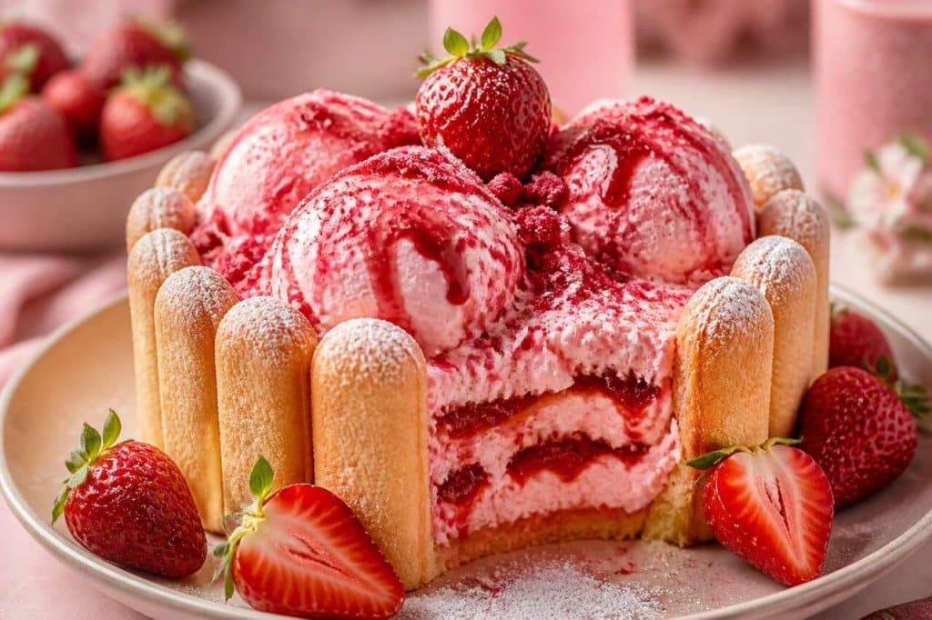 Glace à la fraise façon charlotte : recette gourmande