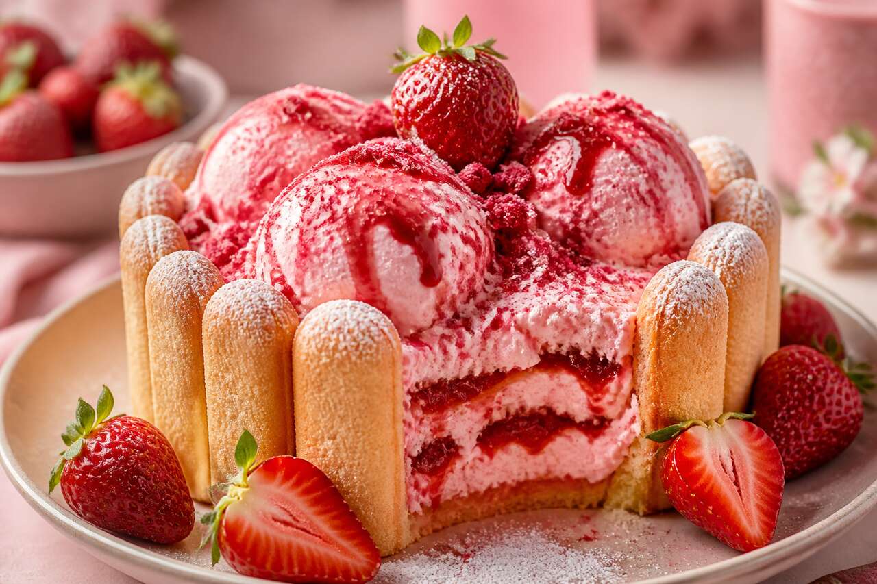 Glace à la fraise façon charlotte : recette gourmande