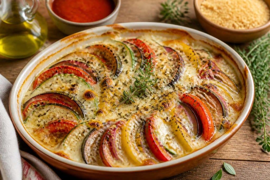 Gratin de légumes du soleil au fromage frais
