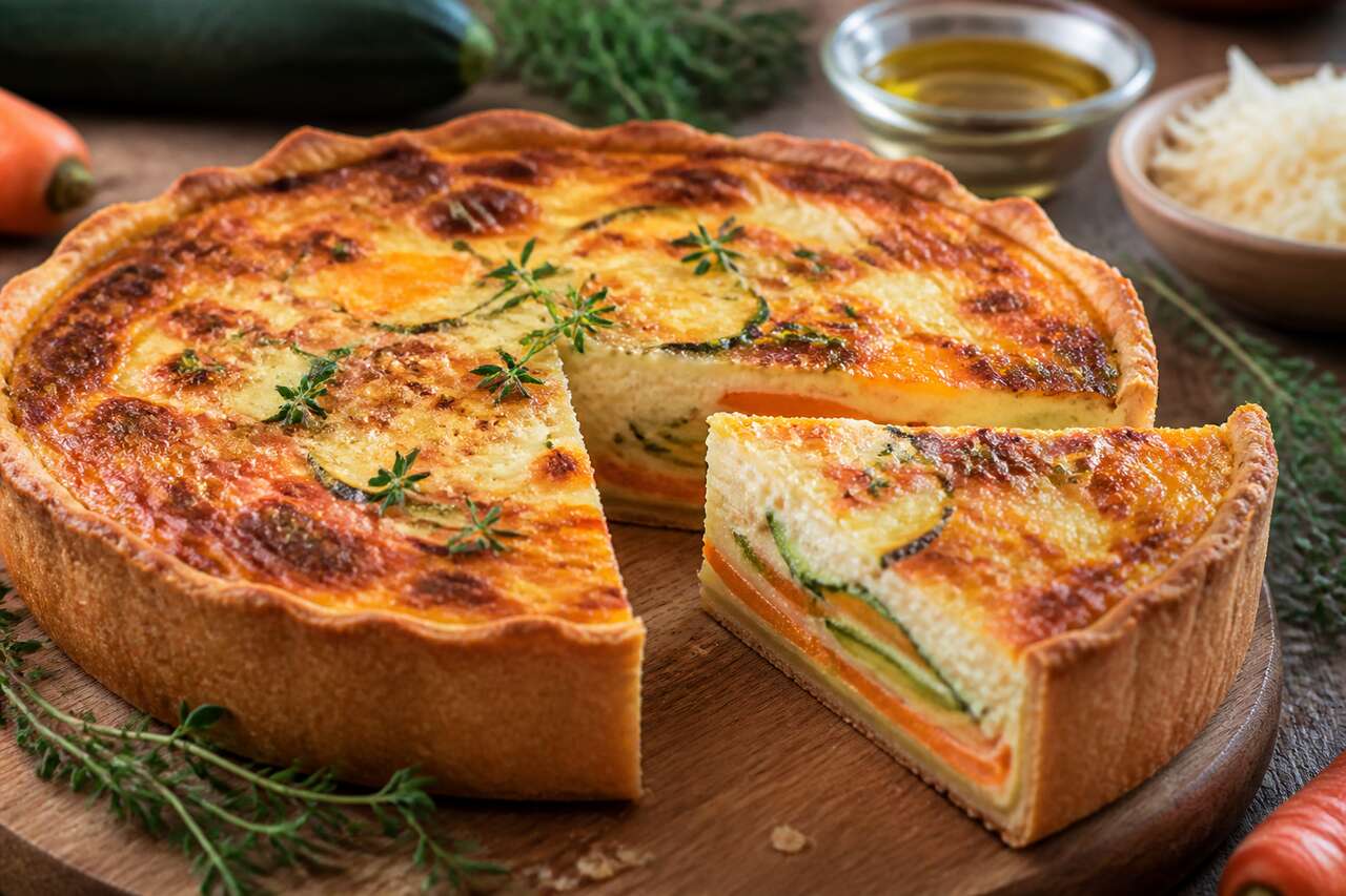Recette de quiche aux carottes et courgette au fromage frais