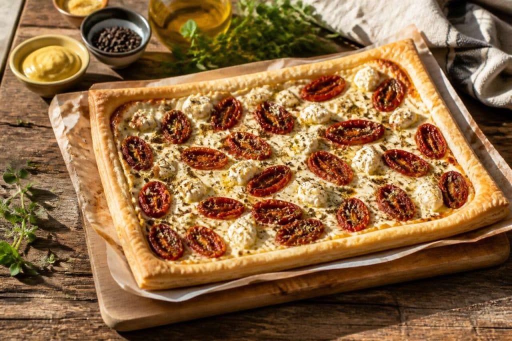 Recette : tarte fine à la tomate et au fromage frais