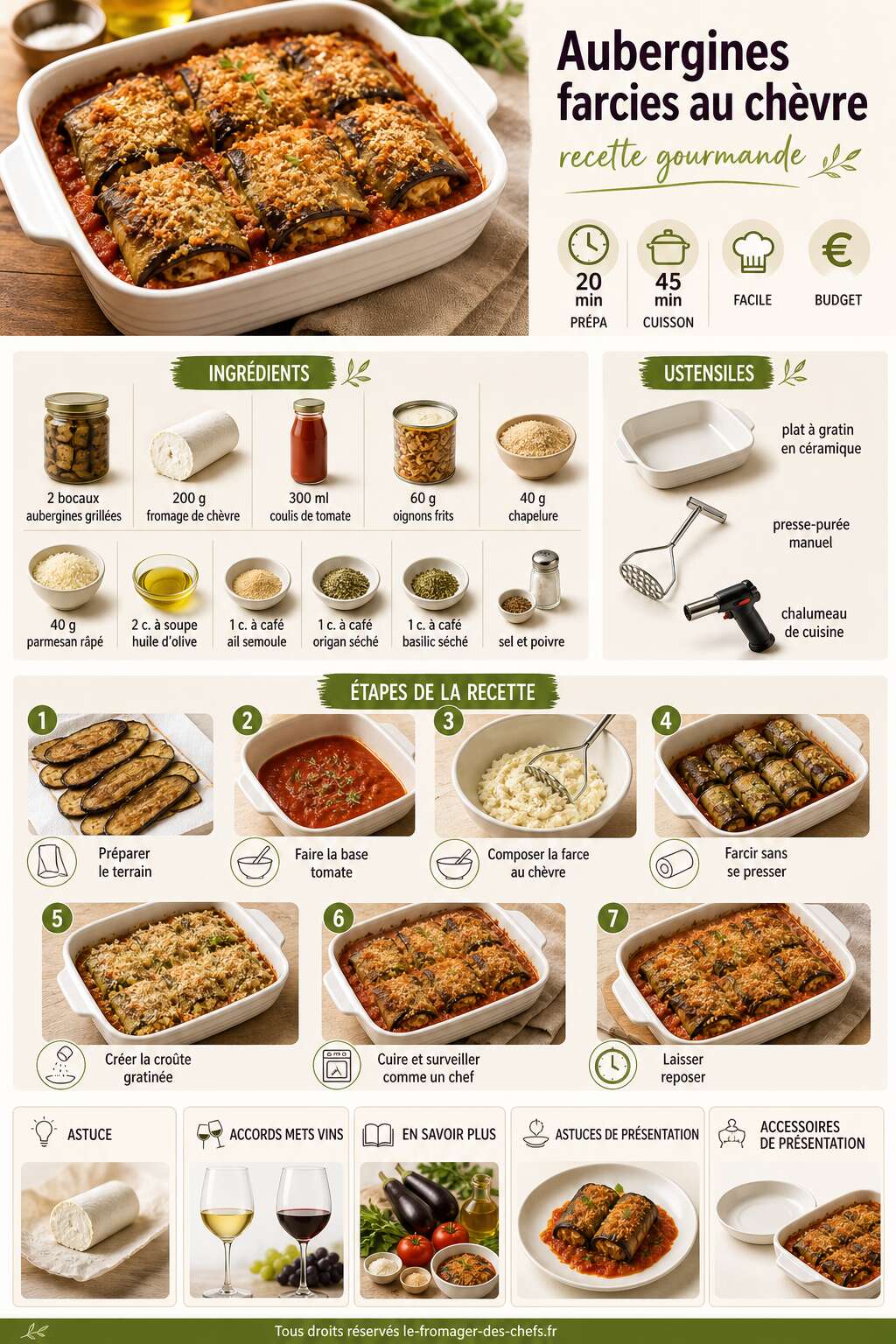 Fiche recette Aubergines farcies au chèvre : recette gourmande Fiche recette Aubergines farcies au chèvre : recette gourmande