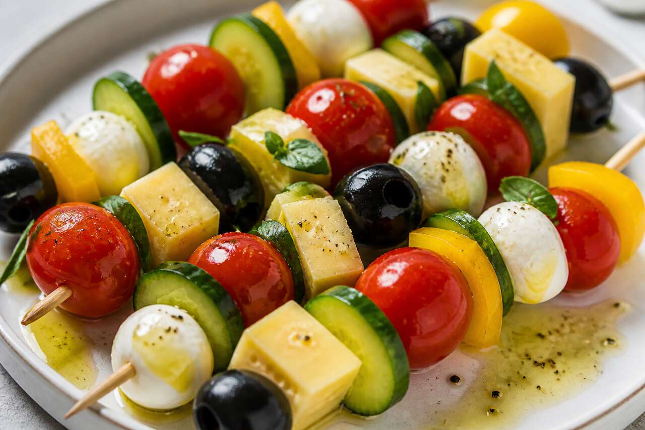 Recette de brochettes de crudités au fromage