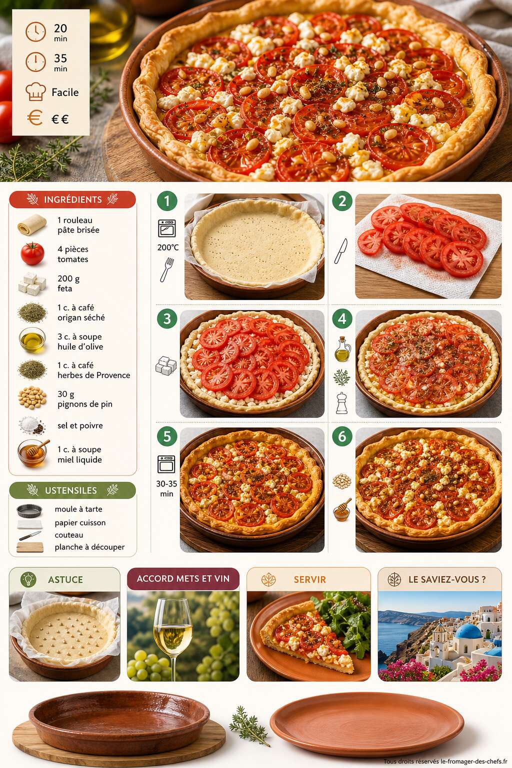 Fiche recette Tarte tomate feta rustique : la recette facile et savoureuse Fiche recette Tarte tomate feta rustique : la recette facile et savoureuse