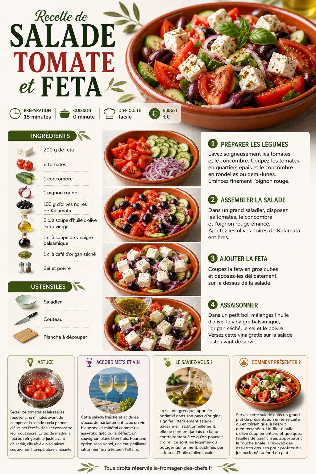 Fiche recette Recette de salade tomate et feta Fiche recette Recette de salade tomate et feta