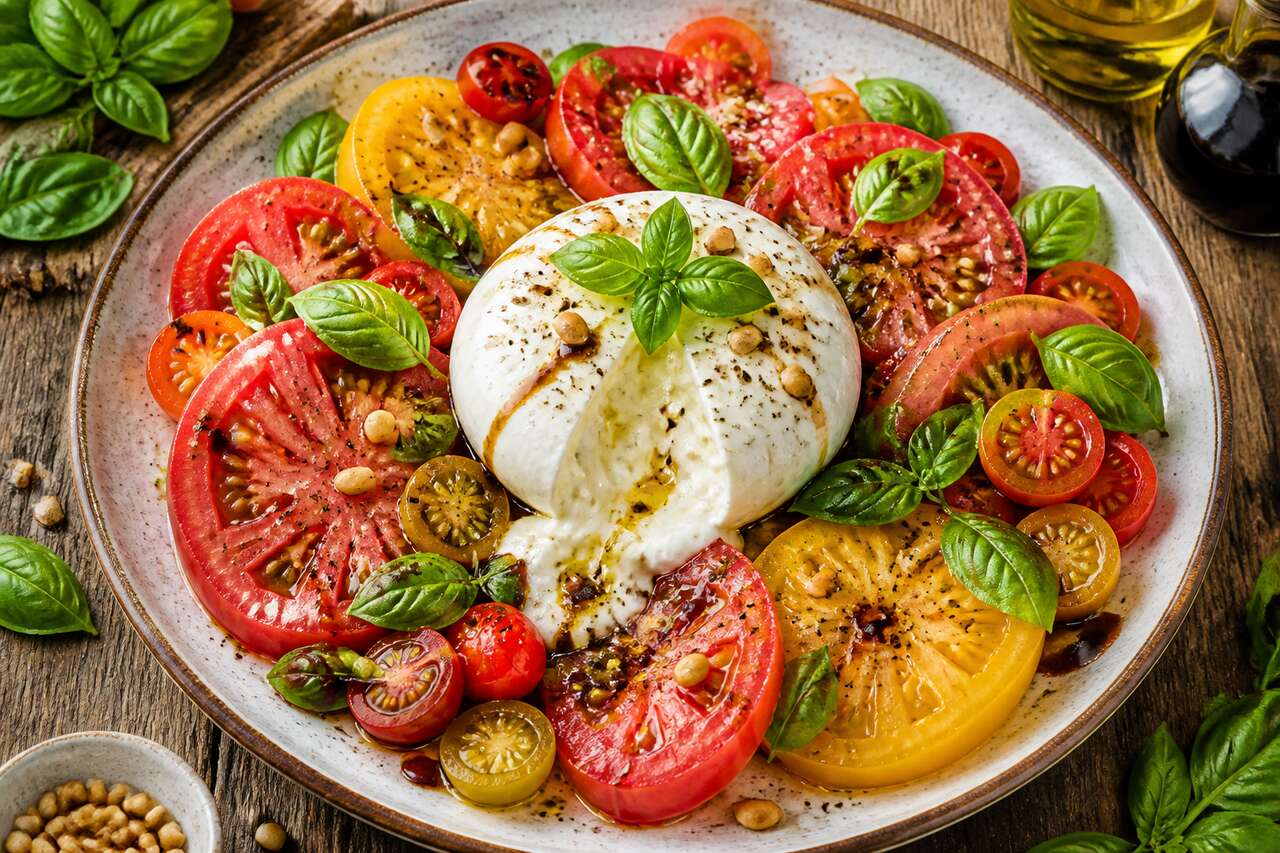 Tomates, basilic et burrata : recette savoureuse