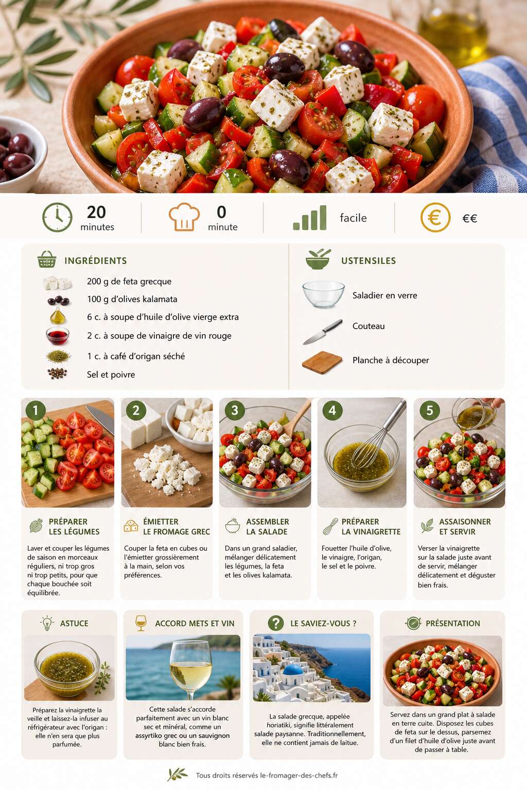 Fiche recette Salade fraîcheur au fromage grec : recette estivale Fiche recette Salade fraîcheur au fromage grec : recette estivale