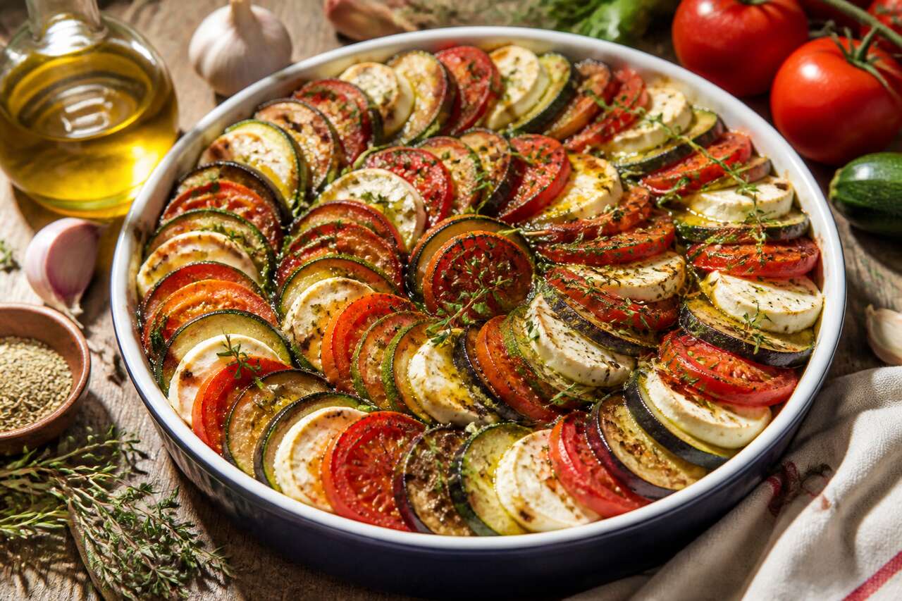 Tian de légumes au fromage de chèvre : recette estivale facile