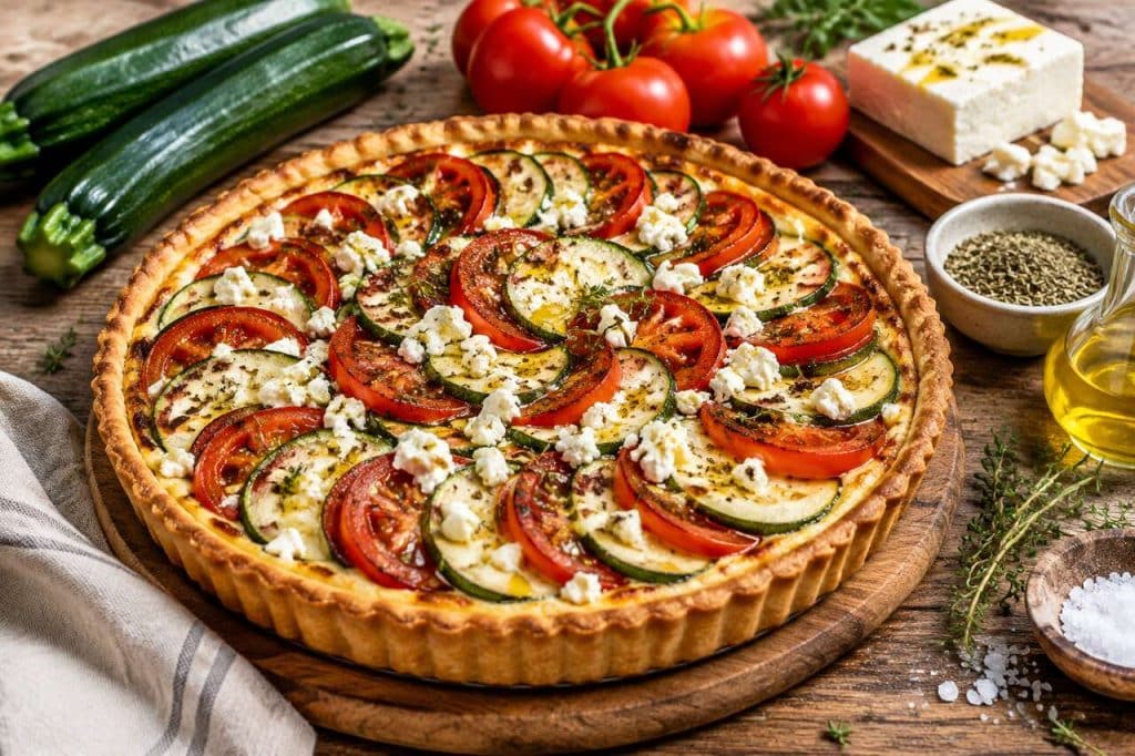 Tarte courgette tomate feta : recette savoureuse et facile