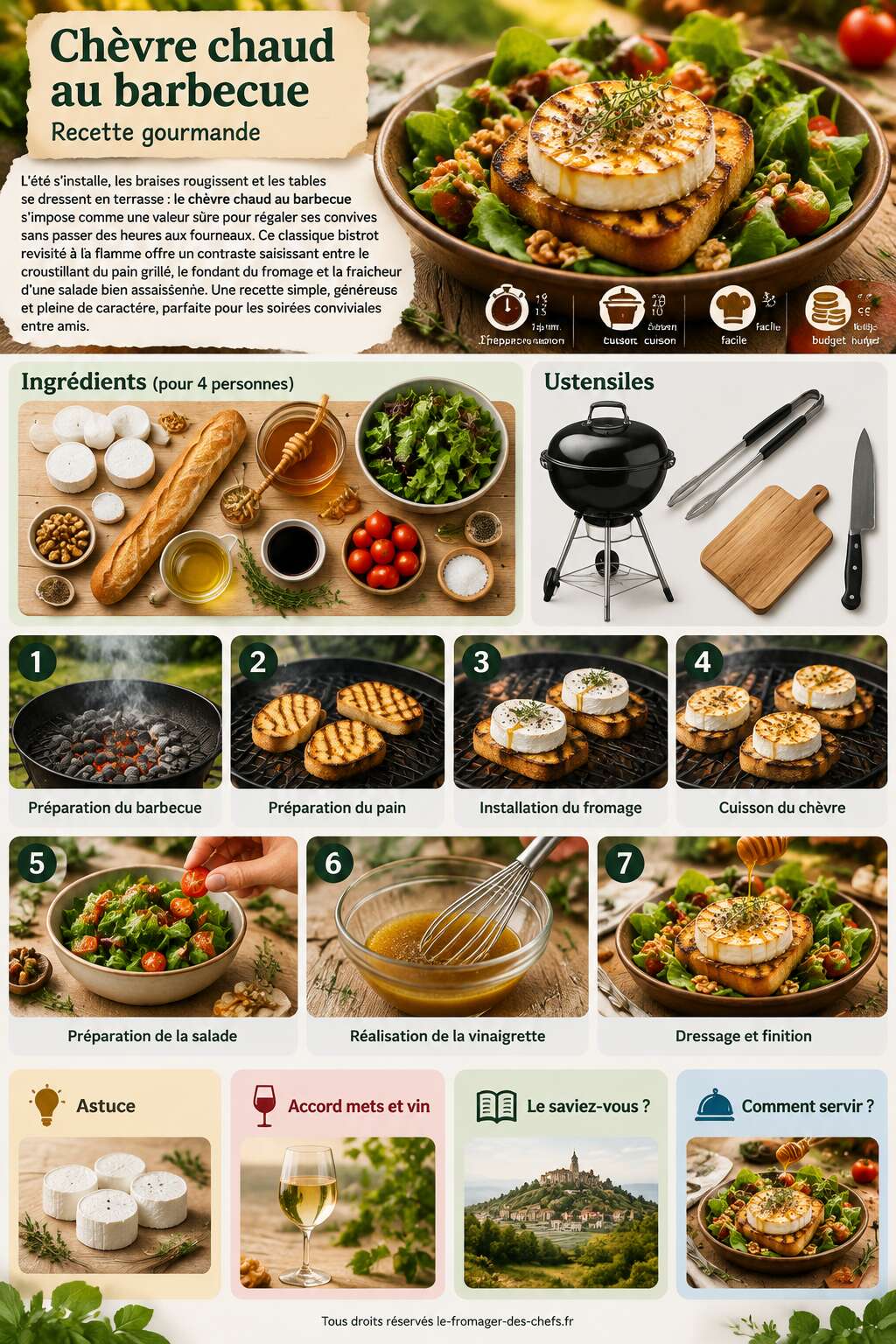 Fiche recette Chèvre chaud au barbecue : recette gourmande Fiche recette Chèvre chaud au barbecue : recette gourmande