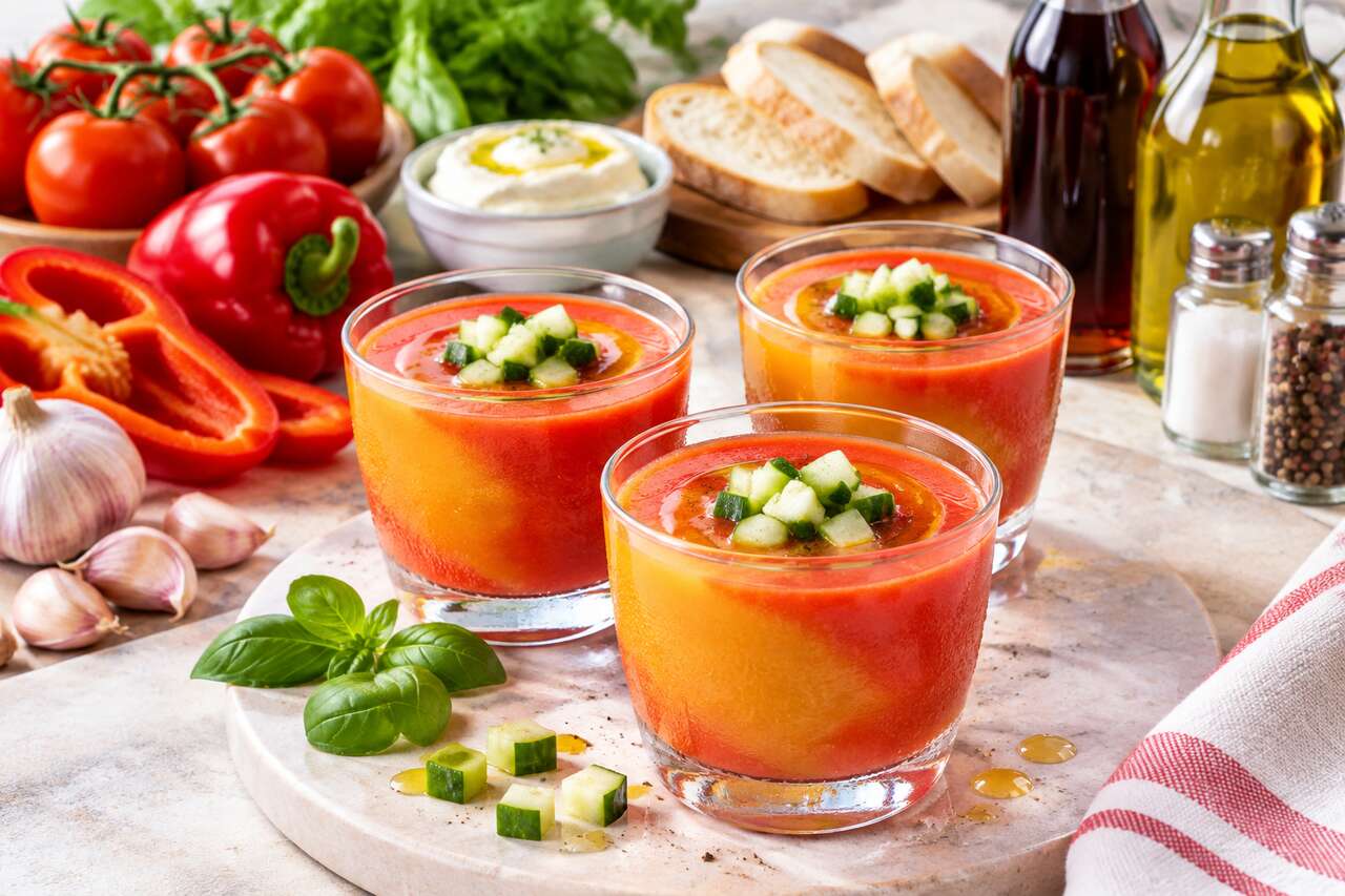 Gaspacho tomate poivron et fromage frais : recette facile