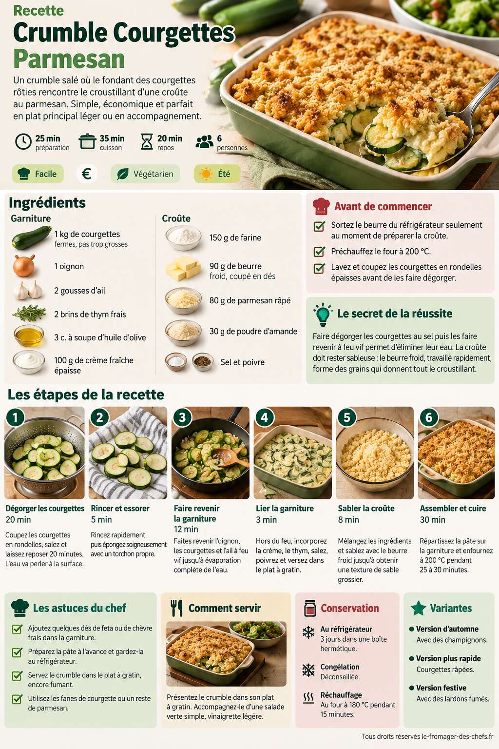 Fiche recette Recette Crumble Courgettes Parmesan
