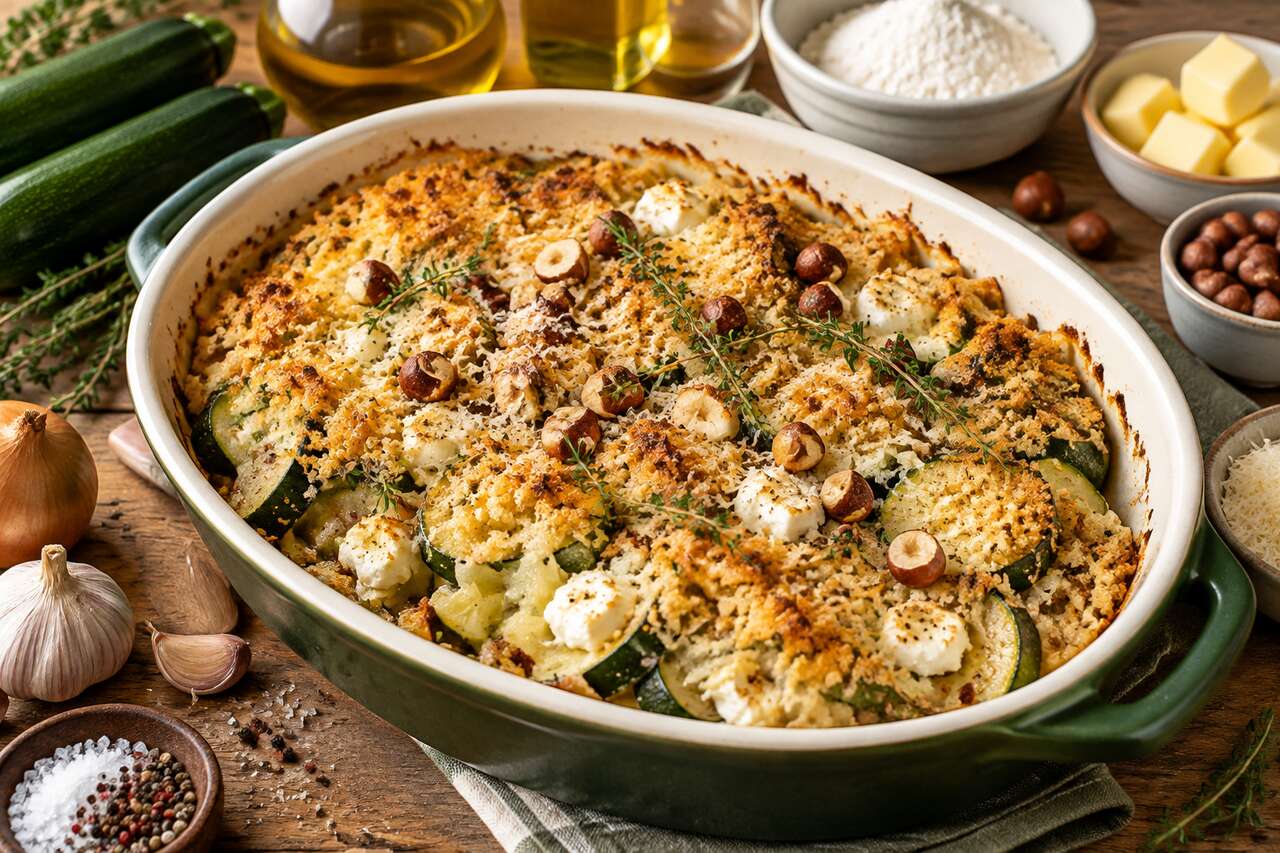Crumble de courgettes au fromage de chèvre : recette savoureuse