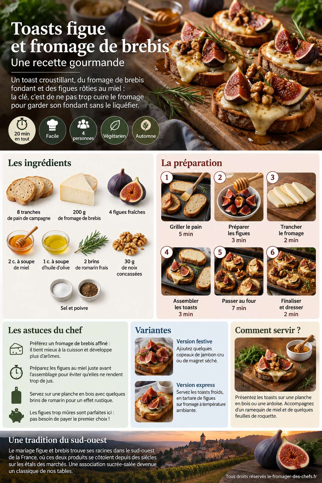 Fiche recette Toasts figue et fromage de brebis : une recette gourmande Fiche recette Toasts figue et fromage de brebis : une recette gourmande