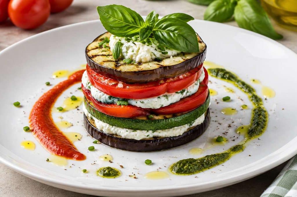 Millefeuille de légumes au chèvre frais : une recette ensoleillée