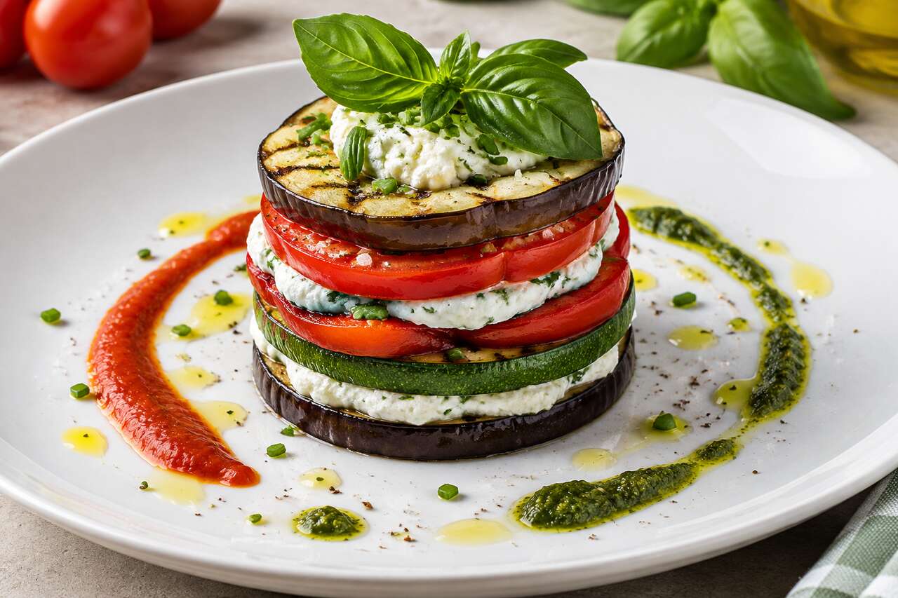 Millefeuille de légumes au chèvre frais : une recette ensoleillée