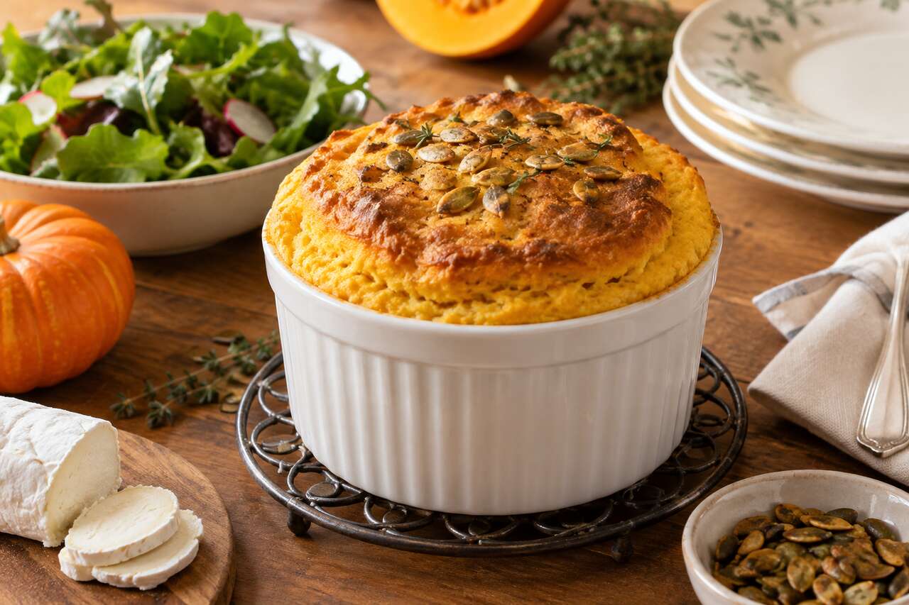 Soufflé au potimarron et fromage de chèvre : recette savoureuse