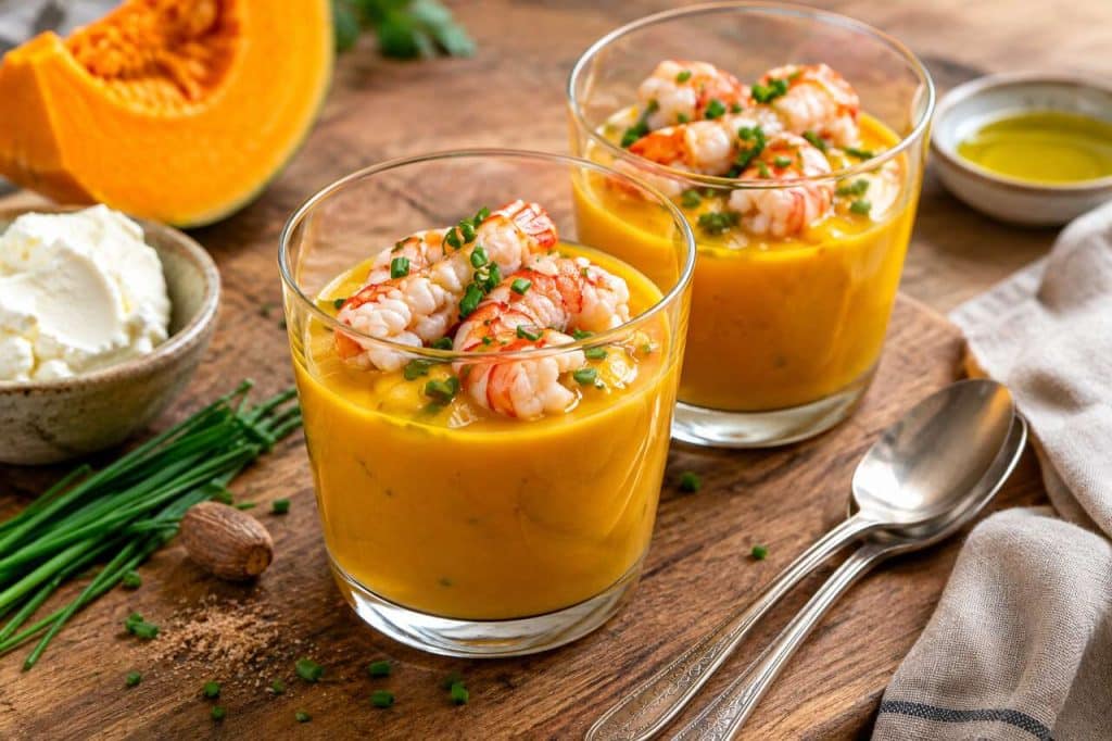 Crémeux de potiron aux écrevisses et fromage frais : recette gourmande