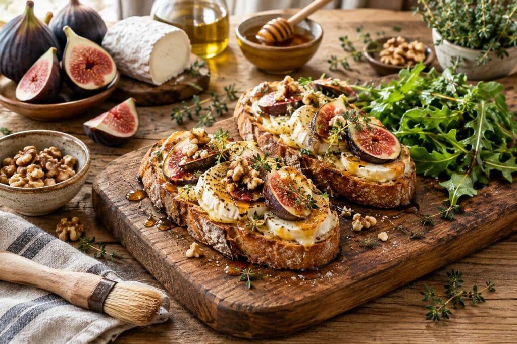 Tartine figue chèvre chaud : recette facile et gourmande